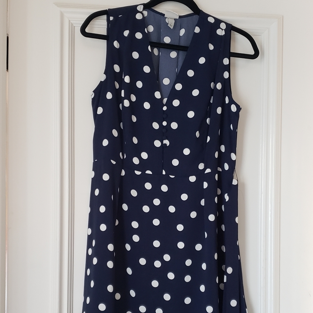 Navy poka-dot dress